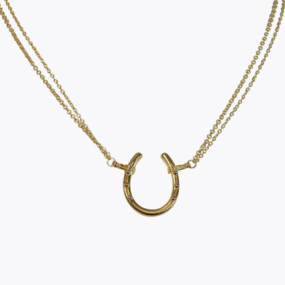 Ava - Equestrian Horseshoe Double Chain Necklace in Gold Urban-Equestrian