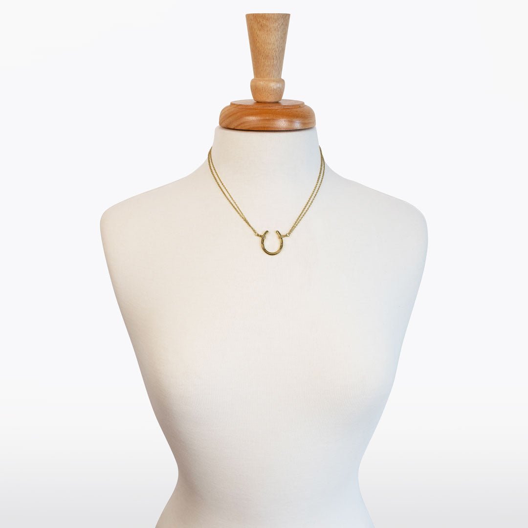 Ava - Equestrian Horseshoe Double Chain Necklace in Gold Urban-Equestrian