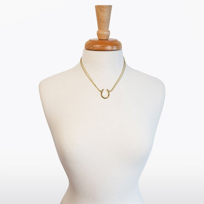 Ava - Equestrian Horseshoe Double Chain Necklace in Gold Urban-Equestrian