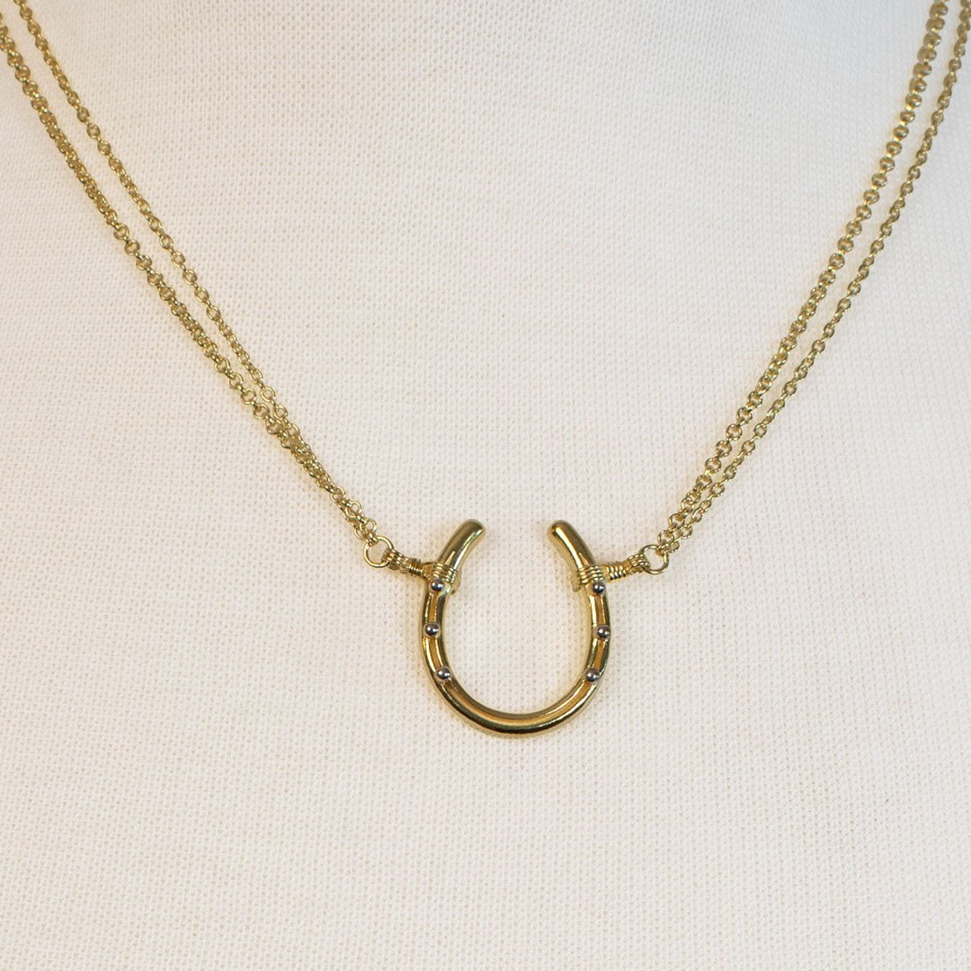 Ava - Equestrian Horseshoe Double Chain Necklace in Gold Urban-Equestrian