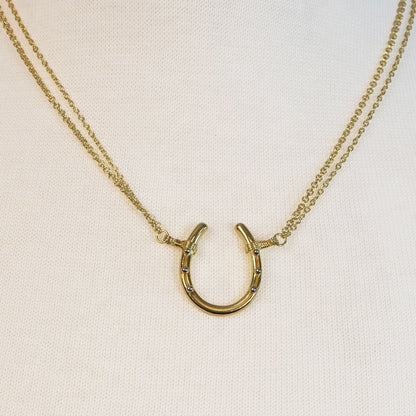 Ava - Equestrian Horseshoe Double Chain Necklace in Gold Urban-Equestrian