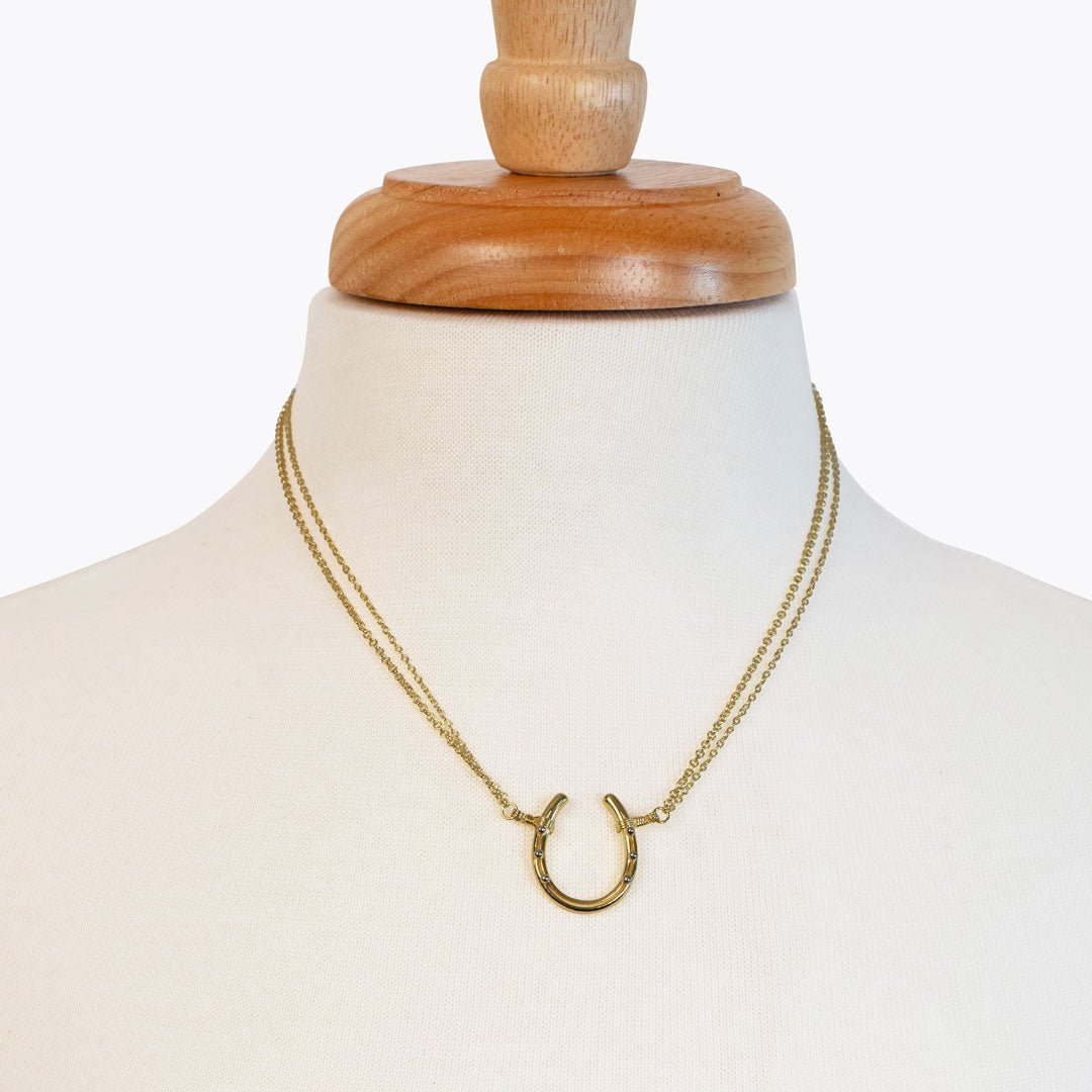 Ava - Equestrian Horseshoe Double Chain Necklace in Gold Urban-Equestrian