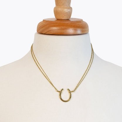 Ava - Equestrian Horseshoe Double Chain Necklace in Gold Urban-Equestrian
