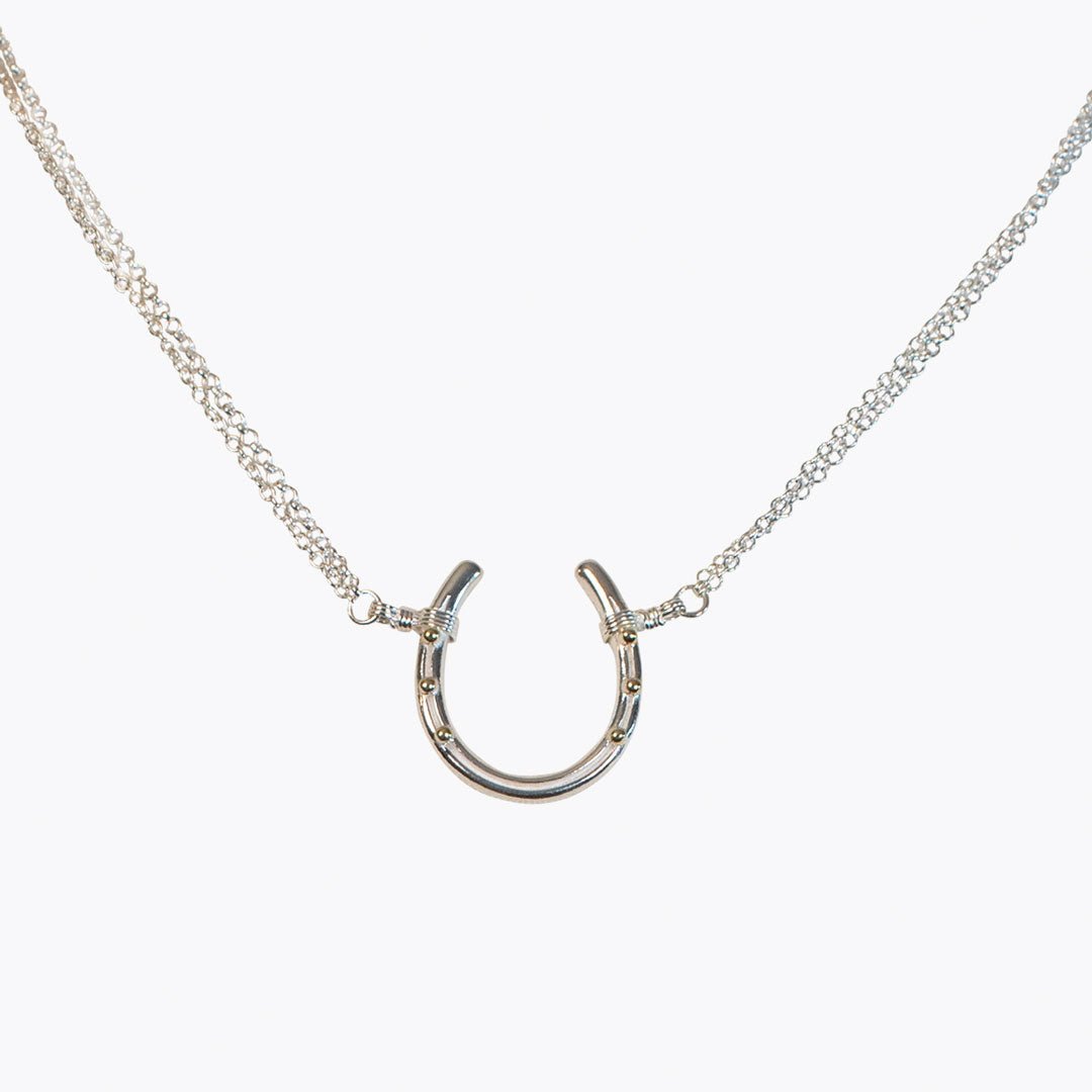 Ava - Equestrian Horseshoe Double Chain Necklace in Silver Urban-Equestrian