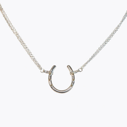 Ava - Equestrian Horseshoe Double Chain Necklace in Silver Urban-Equestrian