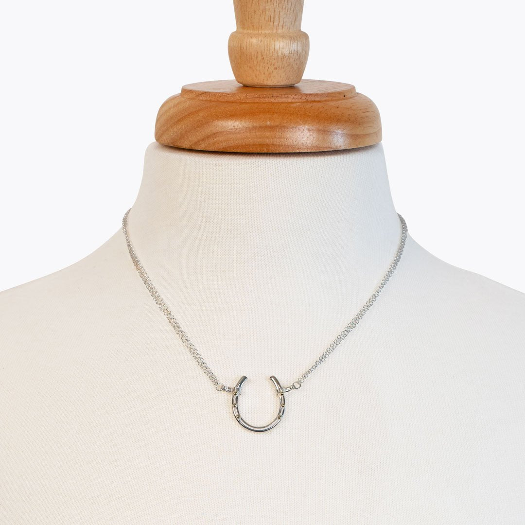 Ava - Equestrian Horseshoe Double Chain Necklace in Silver Urban-Equestrian