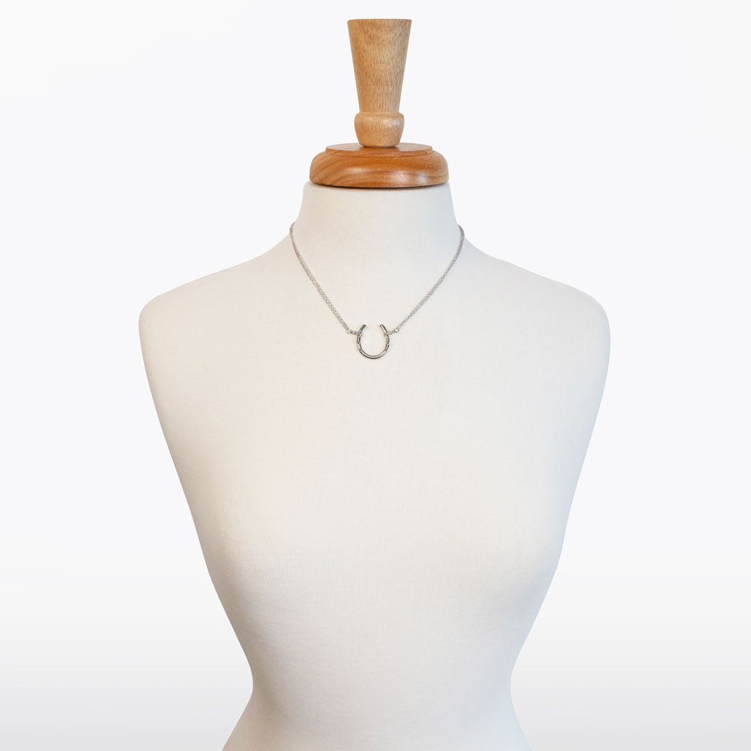 Ava - Equestrian Horseshoe Double Chain Necklace in Silver Urban-Equestrian