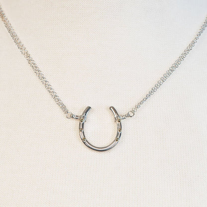 Ava - Equestrian Horseshoe Double Chain Necklace in Silver Urban-Equestrian