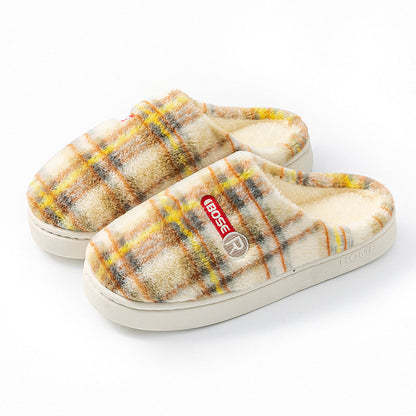 Women's Home Plush Warm Non-slip Plaid Cotton Shoes See size chart under “more details” The Fashion Celestial