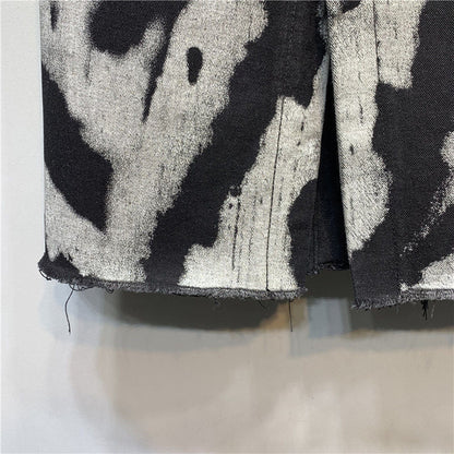 Tie-dyed High Waist Stretch Denim Skirt Grayceful LLC