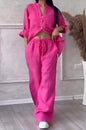 Wide-Leg Pants & Lace-Up Top Two-Piece Set – Solid Color, 12 Colors S–5XL FitiqueFit