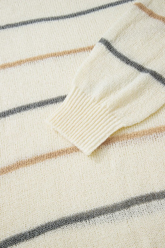 Stripe Ribbed Trim Drop Shoulder Sweater Shop Style & More | Fresh Looks, Everyday Deals & Free Shipping