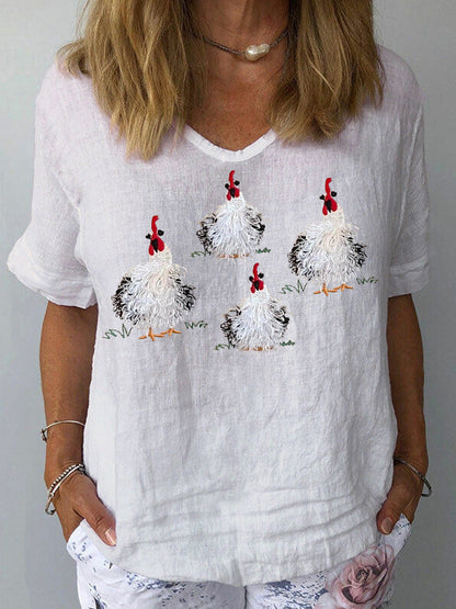 Artistic Retro Digital Print Pullover Top – Women’s Chinese Style FitiqueFit