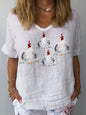 Artistic Retro Digital Print Pullover Top – Women’s Chinese Style FitiqueFit