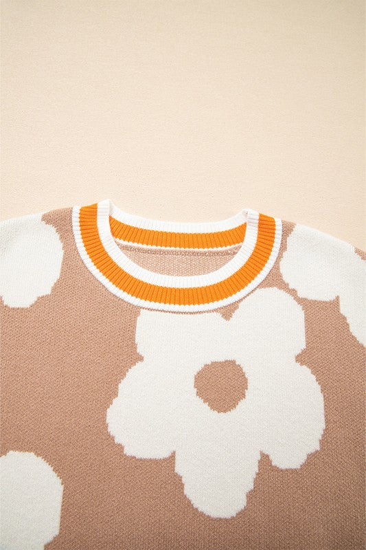 Flower Colorblock Contrast Stripe Baggy Sweater Shop Style & More | Fresh Looks, Everyday Deals & Free Shipping
