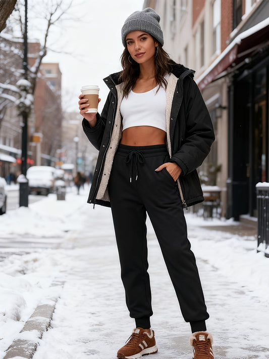 🖤 Women’s Fleece Sweatpants Jogger — Boyfriend Style (Solid Color) FitiqueFit