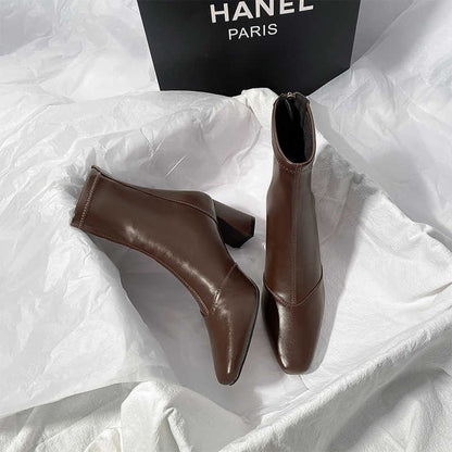Soft Leather Zip-Back Velvet-Lined Skinny Boots — Sleek Heels FitiqueFit