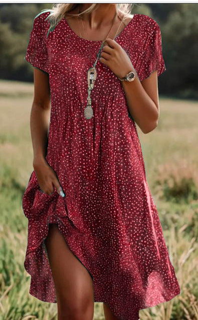 Ethnic Print Midi Dress – Scoop Neck Geometric Pattern Boho Dress FitiqueFit