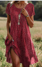 Ethnic Print Midi Dress – Scoop Neck Geometric Pattern Boho Dress FitiqueFit