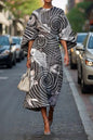 Geometric Print Batwing Sleeve Flowy Maxi Dress – 12 Styles, XS–XXXL FitiqueFit