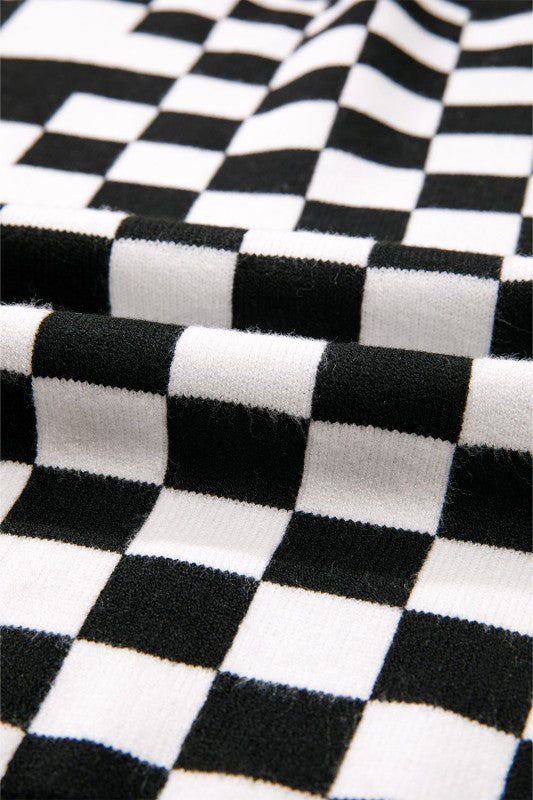 Checker Round Neck Drop Shoulder Sweater Shop Style & More | Fresh Looks, Everyday Deals & Free Shipping
