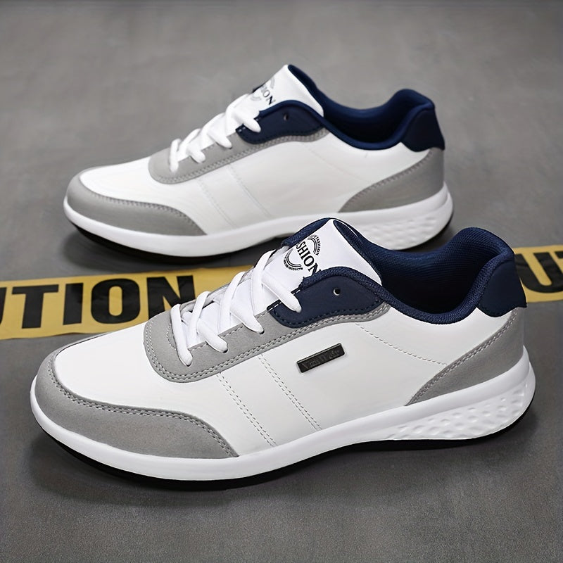 VanWeir Lightweight Men'S Shoes | Navy Blue/White, Lace-up sneakers with MD/TPR Sole, Breathable Fabric Lining for Outdoor, Hiking & Casual Wear NovaCart