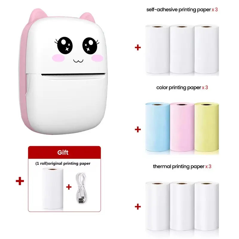 Compact and Colorful Mini Thermal Printer: Bluetooth Wireless Portable Pocket Label Maker for Stickers