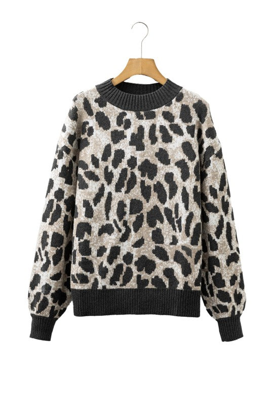 Leopard Contrast Trim Drop Shoulder Sweater Shop Style & More | Fresh Looks, Everyday Deals & Free Shipping