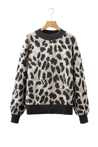 Leopard Contrast Trim Drop Shoulder Sweater Shop Style & More | Fresh Looks, Everyday Deals & Free Shipping