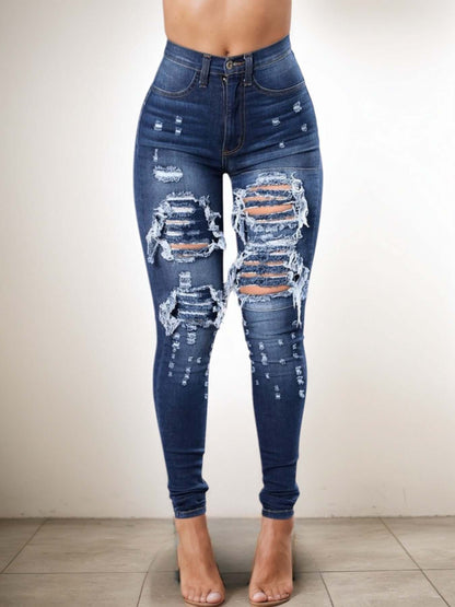 Street Style Sexy Women's Ripped High Waist Jeans - Comfortable and Trendy Ladies Denim Pants SnagBag