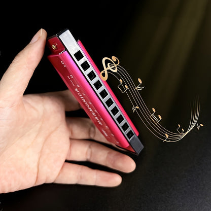 10 Hole Harmonica Mouth Organ | Puzzle Musical Instrument, Beginner Teaching, Playing Gift, Copper Core Resin, Available in, Pink, Red, Golden, Silvery Grey NovaCart