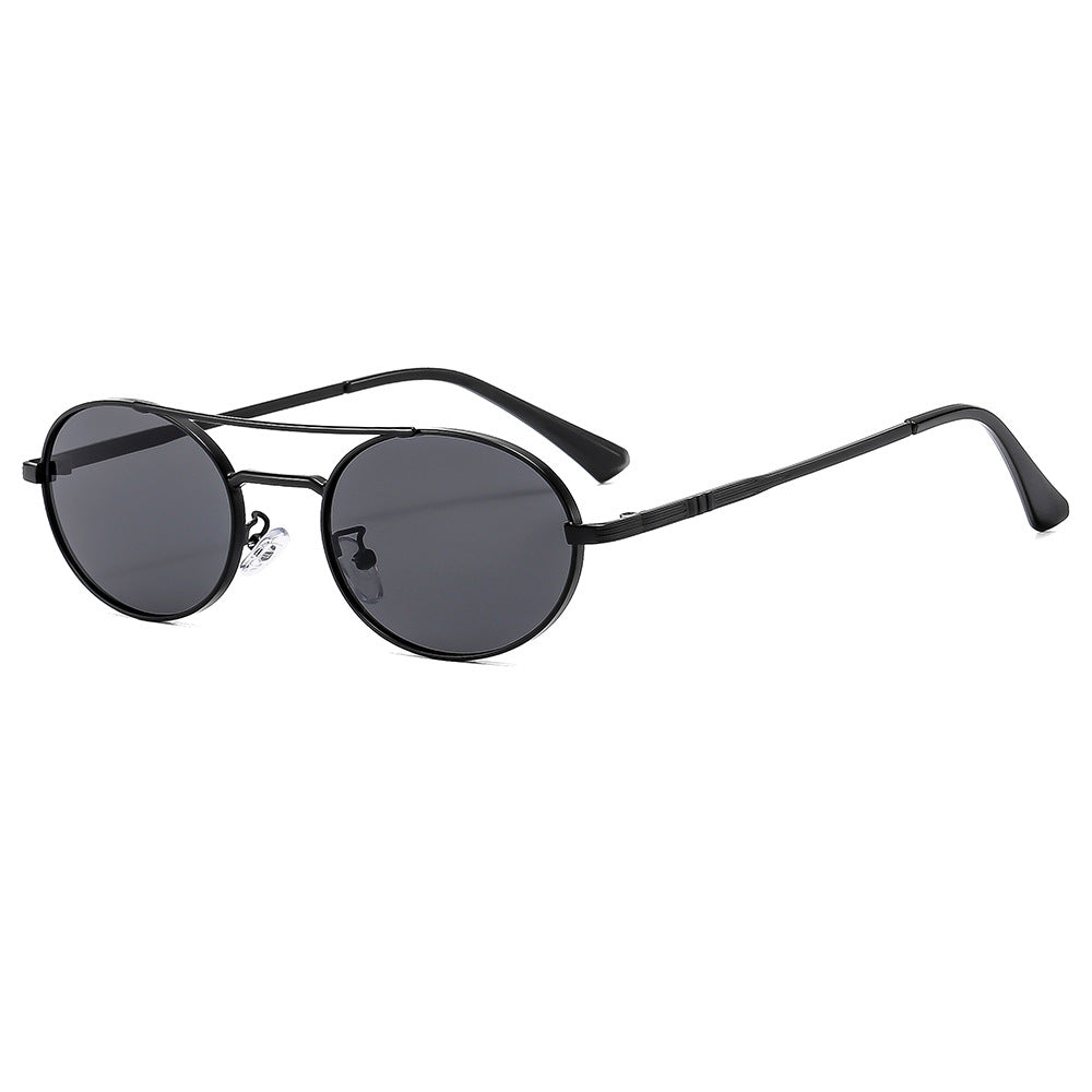 Retro Oval Dual-Beam Metal Sunglasses | UV Protection FitiqueFit