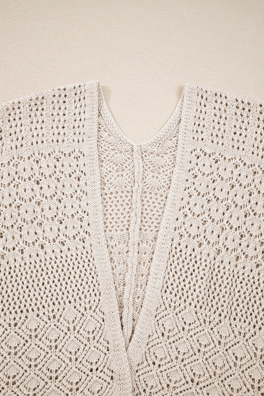 Solid Hollow Knit Open-Front Cardigan Shop Style & More | Fresh Looks, Everyday Deals & Free Shipping