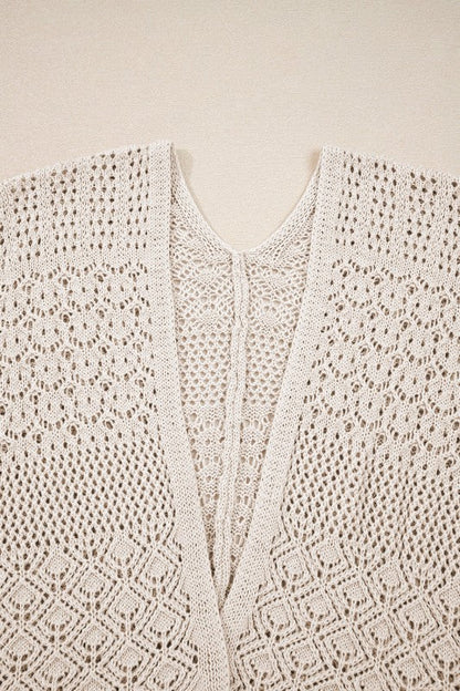 Solid Hollow Knit Open-Front Cardigan Shop Style & More | Fresh Looks, Everyday Deals & Free Shipping