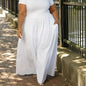 Plus Size Solid Short Sleeve Maxi Dress, Women's Plus Medium Stretch Elegant Long Dress NovaCart