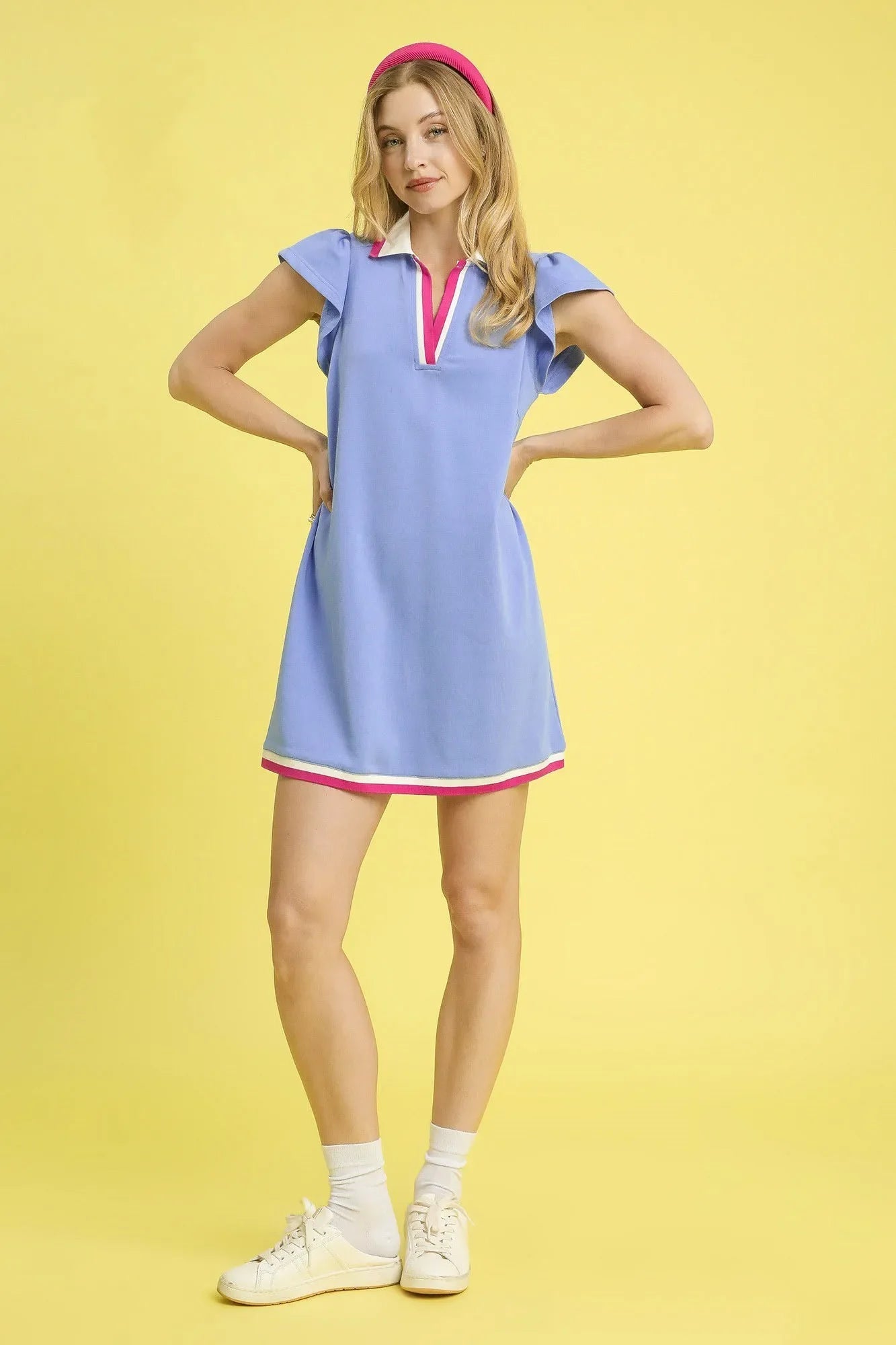 Umgee Contrast Trim Cap Sleeve Mini Dress West2East Surf