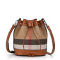 Genuine Leather Bucket Bag Plaid Bag Yankee Womens Bag Cowhide Shoulder Crossbody Bag Commuter Female Large Capacity Bag Casual Tote Bag New Era Fashion LLc