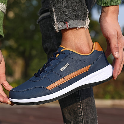 VanWeir Lightweight Men'S Shoes | Navy Blue/White, Lace-up sneakers with MD/TPR Sole, Breathable Fabric Lining for Outdoor, Hiking & Casual Wear NovaCart