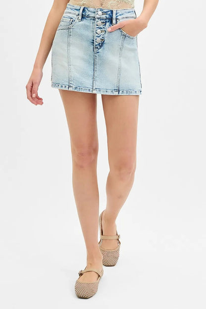 RISEN Full Size High Rise Button Down Skorts Plus Size West2East Surf