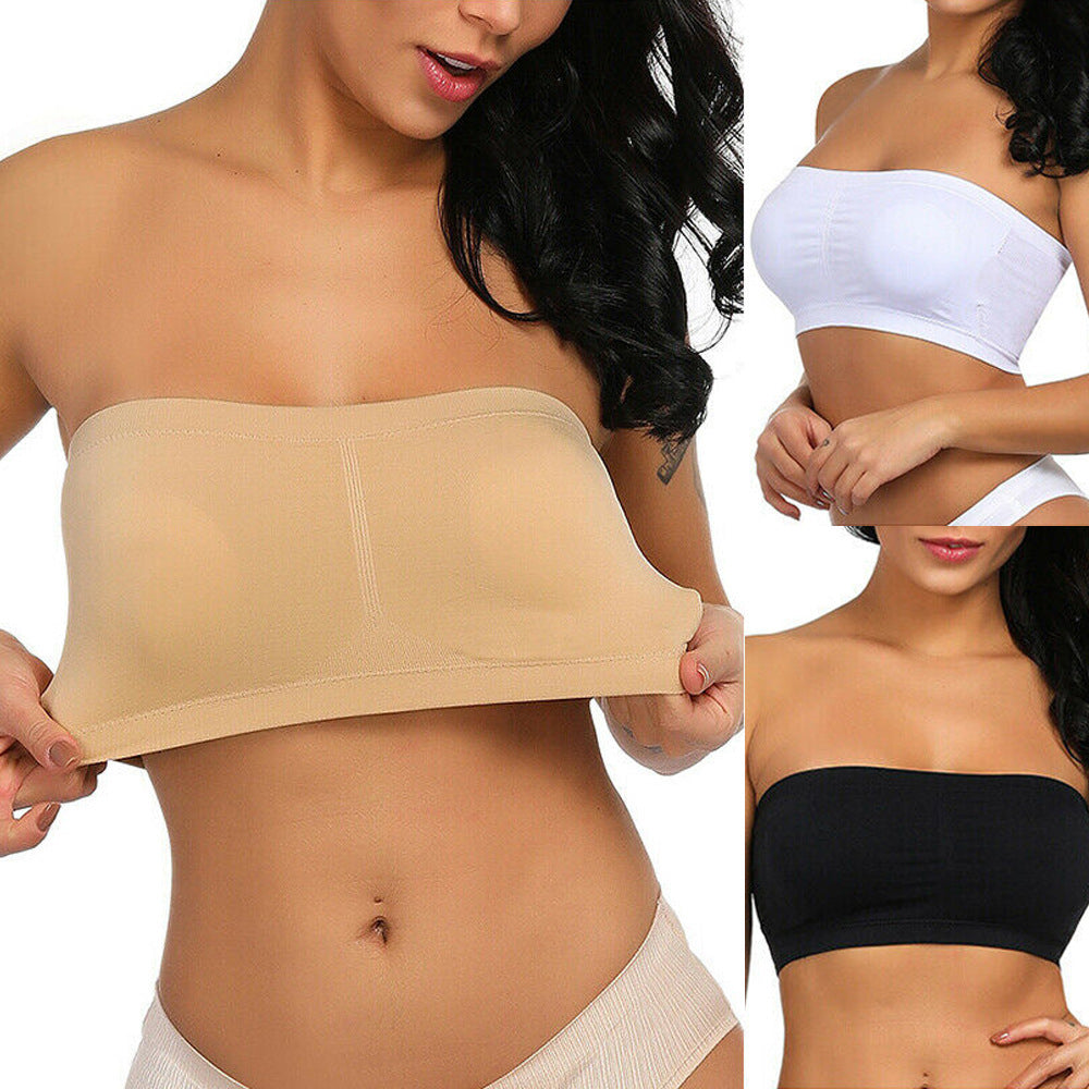 Plus Size Double-Layer Anti-See-Through Base Layer Tube Top Bra with Padded Cups, Wire-Free, and Underwire-Free NovaCart