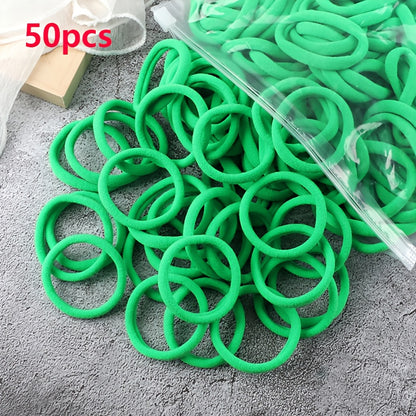 50pcs/Set Women   Basic Hair Bands 1.57inch Simple Solid Colors Elastic Headband Hair Ropes Ties Hair Accessories Ponytail Holder NovaCart