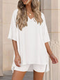 Full Size Casual Loose V-Neck T-Shirt & Shorts Set Plus Size New Era Fashion LLc