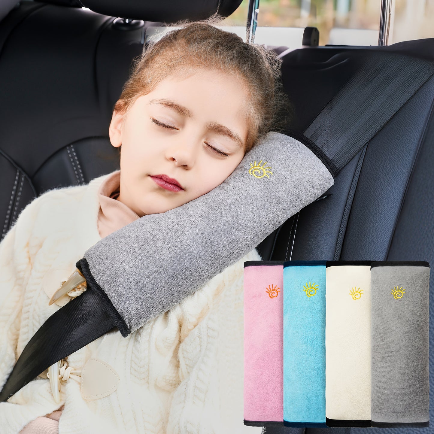 1pc Car Automotive Seat Belt Cover Shoulder Cover Seat Belt Holder Cute Lengthened And Thickened Plush Safety Belt Shoulder Cover, Car Safety Shoulder Guard, Seat Belt Adjustment Retainer, Anti-Strangle Neck Seat Belt NovaCart