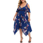 Women's Floral Print Open Shoulder Midi Dress Plus Size