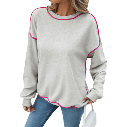 Pullover Round Neck Contrast Color Loose Sweater Women Grayceful LLC