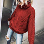 Women's Cable Knit Turtleneck Sweater FitiqueFit