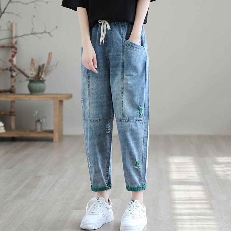 Women's Summer Fashion Ripped Ninth Jeans FitiqueFit