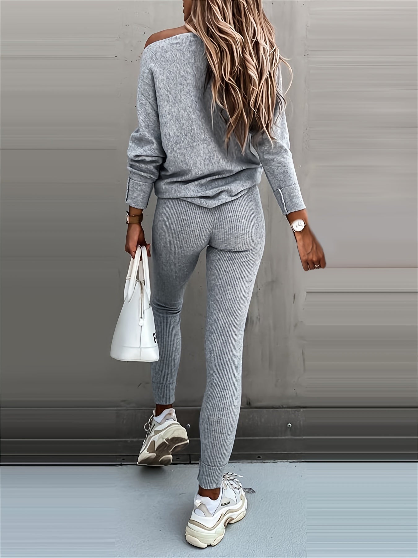 Long-Sleeve Pullover & High-Waist Drawstring Pants Two-Piece Set FitiqueFit