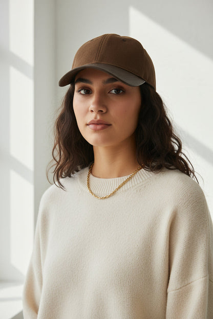 Women's Retro Suede Patchwork Baseball Cap – Leather Brim Dome Crown FitiqueFit