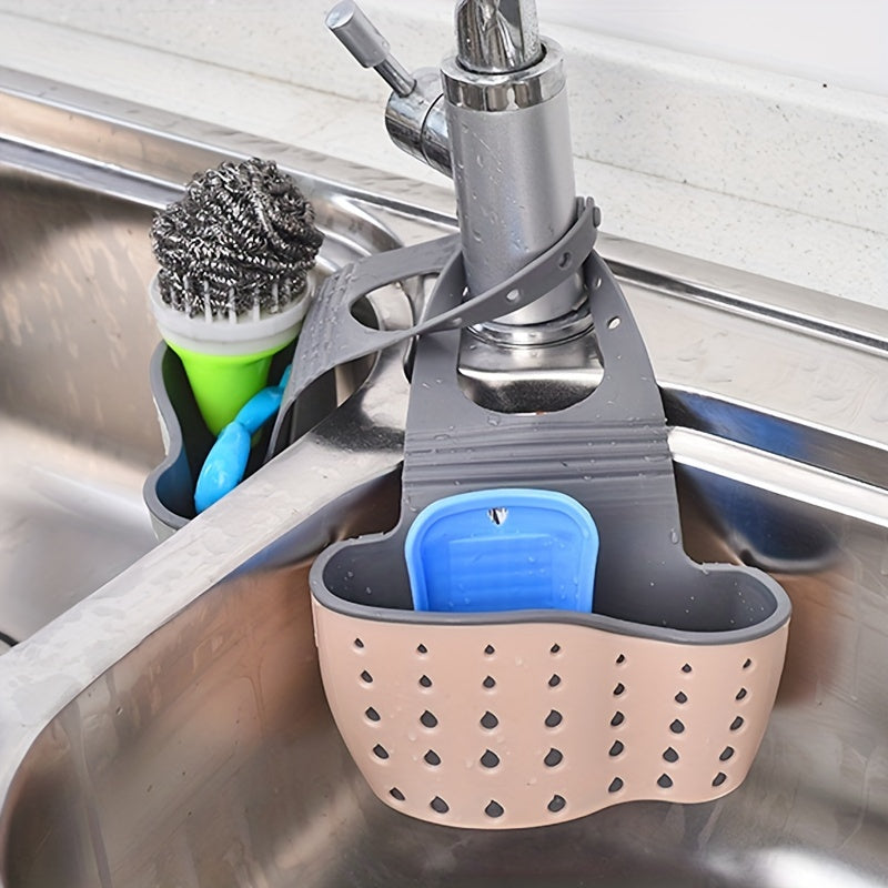 1 Pc Multifunctional Sink Sponge Rack With Adjustable Shoulder Strap - Hanging Bag, Organize And Drain Your Sponge With Ease - For Kitchen & Bathroom - Perfect For Home Organization - Ideal Gift For Housewarming NovaCart